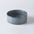 Blue matte ceramic cat bowl with brown rimmed edge for pet food and water - Small (13CM) / Light Blue Glaze