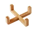 Soporte en cruz de bambú para cuencos de mascotas con bordes elevados y acabado de madera natural - Soporte Mini Cuenco Individual