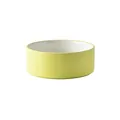 Matte yellow ceramic pet bowl with white interior and round minimalist design - Small