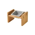 Ciotola quadrata in ceramica per gatti con supporto inclinato in bambù colore grigio - Ciotola Grigia e Supporto