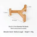 Soporte de madera de bambú para cuenco de mascotas con diseño de tres patas estable - Soporte de Madera Individual Elevado Trípode Mediano Grande