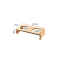 Soporte elevado de madera para cuencos dobles de mascotas, longitud de 33,5 cm - Soporte doble de roble tamaño 2