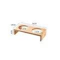 Soporte elevado de madera para cuencos dobles de gato, diseño minimalista 36x18x9cm - Soporte doble de roble tamaño 3