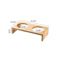 Soporte doble elevado de madera natural para cuencos de mascotas con hueco 16.5cm - Soporte doble de roble tamaño 5