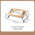 Soporte elevado de madera para cuenco con patas de hierro negro y asas de 20,8 cm - Soporte Madera Hierro Orificio Único Tamaño 2