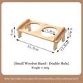 Soporte doble elevado de madera de bambú para cuencos de mascotas con diseño ergonómico 35,5cm - Soporte Puente de Arco Doble Orificio Tamaño 2