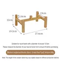Soporte elevado de madera para dos cuencos cerámicos de gatos, tamaño mediano - Soporte de Madera Elevado Desmontable Mediano