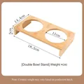 Soporte elevado de bambú para cuencos dobles de mascotas con ranuras de 11cm y 5cm - Soporte doble de bambú tamaño 1