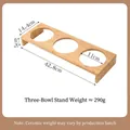 Soporte triple elevado de bambú para cuencos de mascotas con dimensiones y madera clara - Soporte triple de bambú tamaño 1
