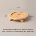 Soporte elevado de madera para cuenco de mascota con patas esféricas de 20cm - Soporte de Roble Individual Cuatro Perlas Mediano