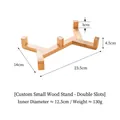 Soporte de bambú para cuencos dobles con medidas detalladas y diseño ligero - Soporte Pequeño Cuenco Doble (Versión Mini)