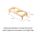 Pequeño soporte elevado de madera de roble claro para dos cuencos de cerámica para gatos - Soporte de Roble Doble Paralelo Tamaño 2