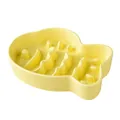 Fish-shaped yellow ceramic slow feeder pet bowl for dogs with obstacle design - Glossy Milk Yellow