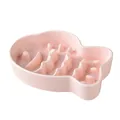 Pink fish-shaped ceramic slow feeder pet bowl with internal ridges for slow eating - Bright Pink
