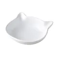 White ceramic cat-shaped pet bowl with cute ears and a smooth polished finish - Cat Face Bowl White