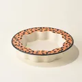 Ceramic anti-tip pet bowl with orange leopard print wavy rim for cats and dogs - Matte Tortoise