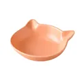 Matte ceramic cat bowl with elevated ear design in soft pastel pink color - Cat Face Bowl Orange