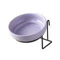 Pet feeding ceramic bowl in light purple with black metal stand for cats and dogs - Bright Purple