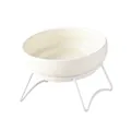 Weißer Keramik-Katzennapf mit Metallständer zur Nackenschonung für ergonomisches Fressen - Einzelner Napf Mit Ständer / Glänzend Cremeweiß