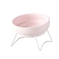 Cuenco de cerámica rosa para mascotas con soporte de metal blanco para proteger el cuello - Cuenco Individual Con Soporte / Rosa Brillante