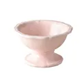 Pink ceramic elevated cat bowl with elegant wavy edges for protecting pet neck - Shiny Pink