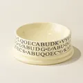 Cuenco cerámico para gatos crema estilo volcán con letras negras y base estable - Beige Brillante / Beige