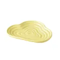 Cloud-shaped ceramic pet food bowl in pale yellow with a unique wave texture surface - Shallow Tray / Milk Yellow