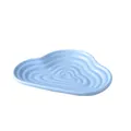 Sky blue cloud shaped ceramic pet food bowl with decorative concentric circles - Shallow Tray / Sky Blue