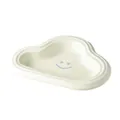 Creamy white cloud-shaped ceramic pet bowl with a minimalist blue smiley face pattern - Deep Plate / Off White