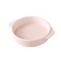 Minimalistische lichtroze keramische voerbak voor huisdieren met dubbele handgrepen - S / Wolk Dubbel Oor Kom / Glanzend Roze