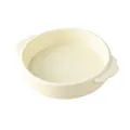 Crèmewitte keramische voerbak met handgrepen voor katten en honden, ergonomisch verhoogd - S / Wolk Dubbel Oor Kom / Glanzend Crèmewit
