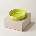 Gourd-shaped ceramic pet bowl in vibrant fruit green finish for cats and dogs - Single Bowl And Stand / Creamy Green