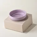 Deep purple ceramic pet bowl with anti-slip base on neutral display stand - Single Bowl And Stand / Taro Purple