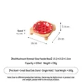 Roter Pilz Keramik Futternapf für langsames Fressen auf Eichenständer 150ml - Spritzschutz Langsamfresser (Runde Beine) / Einzelner Futternapf Ständer Set