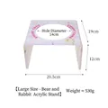 Großer lila karierter Acryl-Napfhalter für Haustiere mit süßem Cartoon-Muster und Maßen - Nr. 4 Bär & Hase Acryl-Einzelständer / Lila