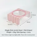 Rosafarbener Acryl-Napfständer mit Streifen, Einloch-Design und eleganter U-Form - Nr. 2 Loch Gestreifter Acryl-Einzelständer / Rosa