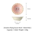 Ciotola per gatti rosa in ceramica a forma di UFO con coniglio e dimensioni da 160ml - Ciotola UFO Coniglio Piano / Rosa