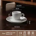 Service à expresso minimaliste en céramique blanche, 70 ml, compatible micro-ondes et lave-vaisselle - 70ml