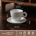 Ensemble tasse et soucoupe à café minimaliste en céramique blanche 215 ml pour espresso - 215ml