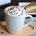 Tazza classica in ceramica bianca con manico ergonomico su vassoio per bevande calde - 330ML / Bianco