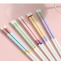 Five pairs of ceramic non-slip chopsticks in macaron blue, pink, and purple tones - 24.8cm / Ceramic Chopsticks Set