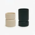 Nordic ceramic utensil holder set in matte dark green and speckled cream finishes - Straight Body Chopstick Holder Set
