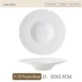 Plato para pasta de cerámica blanca de 11,75 pulgadas con textura de burbujas 30x5,9cm - Plato de postre Meteor de 11,75 pulgadas