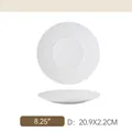 White 8.25 inch ceramic shallow plate with embossed dot texture and 20.9cm diameter - Meteor Flat Plate / 8.25 Inch (20.9x2.2cm)