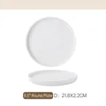 8.5 inch white ceramic round plate with minimalist embossed dot texture border - Planet Round Plate / 8.5 Inch (21.8x2.2cm)