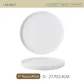 11 inch white ceramic dinner plate with textured relief surface for modern dining - Planet Round Plate / 11 Inch (27.9x2.4cm)