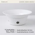 12-inch white porcelain fish bowl with candle heating stand for restaurant warm serving - 12 Inch Ceramic Fish Serving Bowl + Heating Base (Paw Print Cutout)