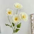 Tallo individual de amapolas de seda blanca con cuatro cabezas de flores reales - Blanco
