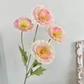 Tallo de amapola artificial degradado rosa y blanco con cuatro cabezas de flores seda - Rosa