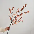 Realistic orange artificial jasmine branch with detailed silk petals and brown stem - Orange